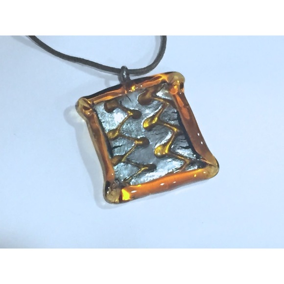 Murano Glass Pendant Corded Necklace‎ Italian Murano Glass K - Picture 2 of 3